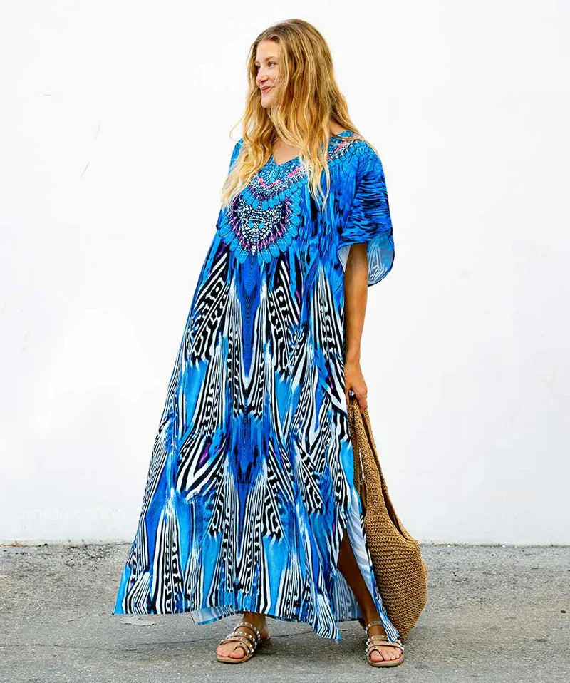 Amelia – Sommerkaftan aus Baumwolle und Leinen