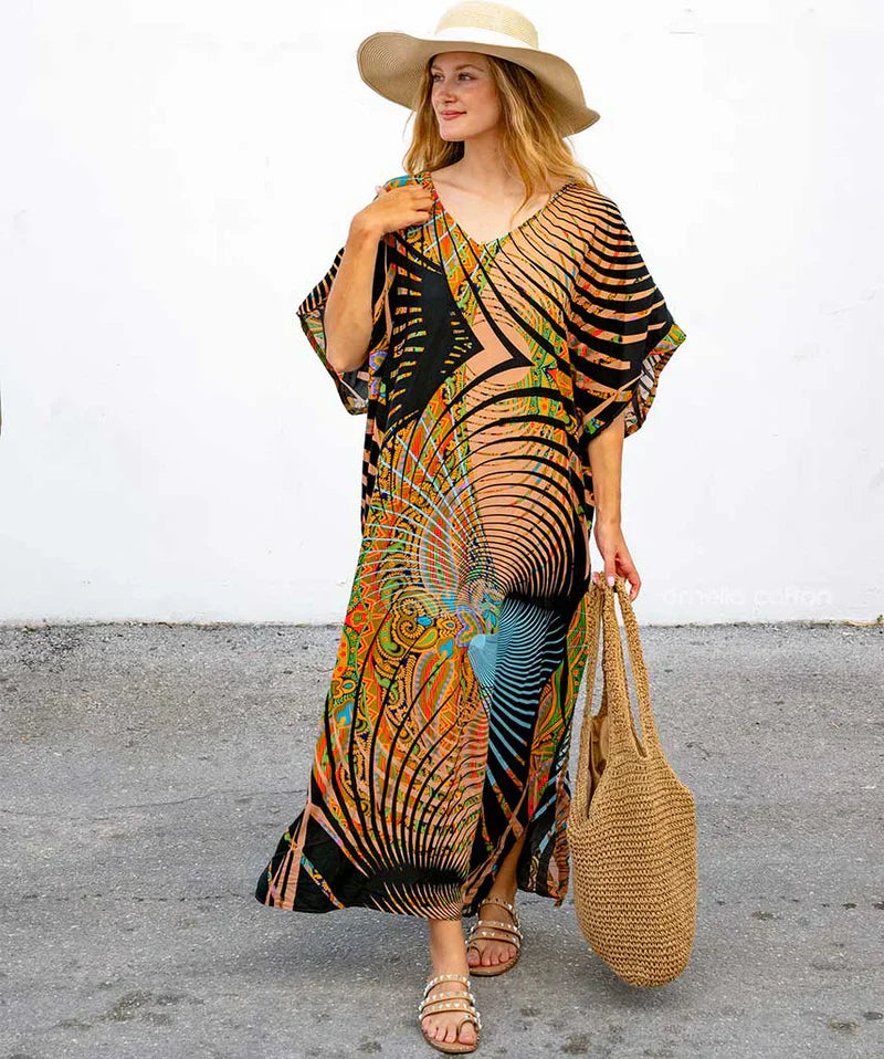Jagoda – Sommerkaftan aus Baumwolle und Leinen