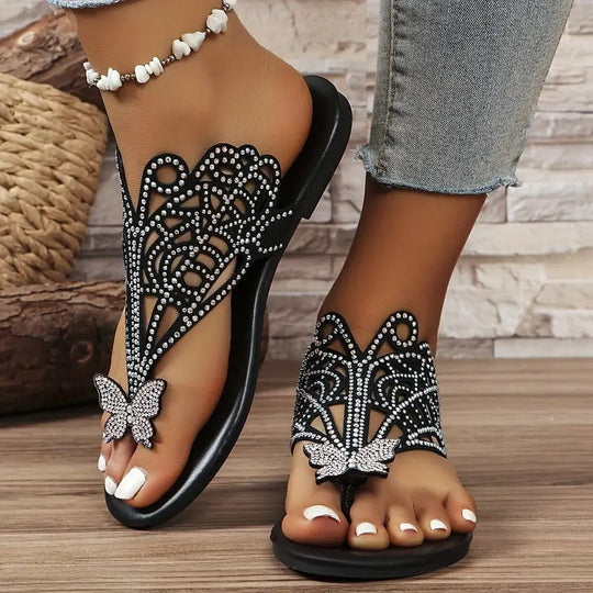 Rosalia™ Stylische Ledersandale mit Schmetterlingsbezug