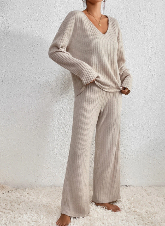 Cathy - Bequemes Zweiteiliges Set aus Rippstrick