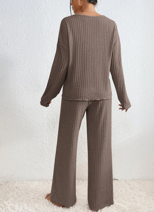 Cathy - Bequemes Zweiteiliges Set aus Rippstrick