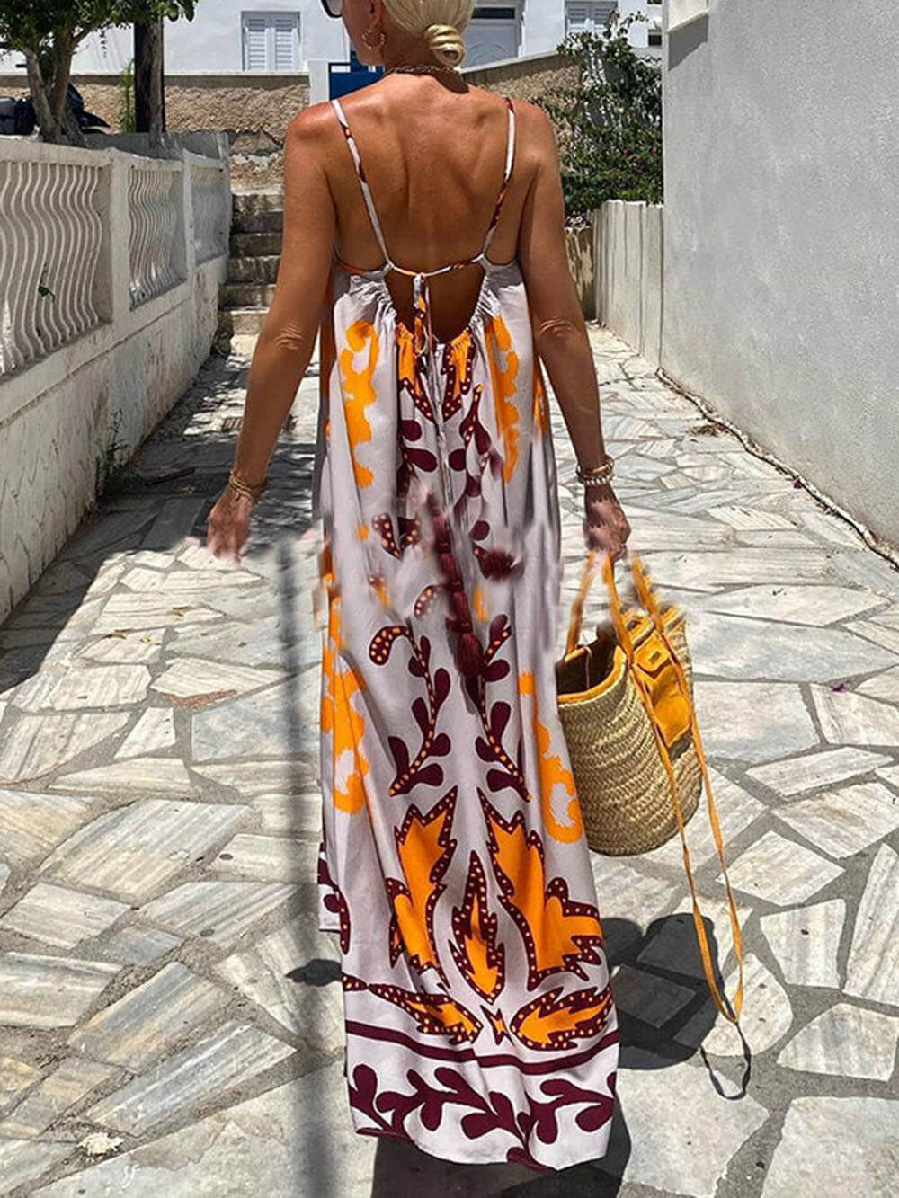 Charlie - Bedrucktes ärmelloses Maxikleid