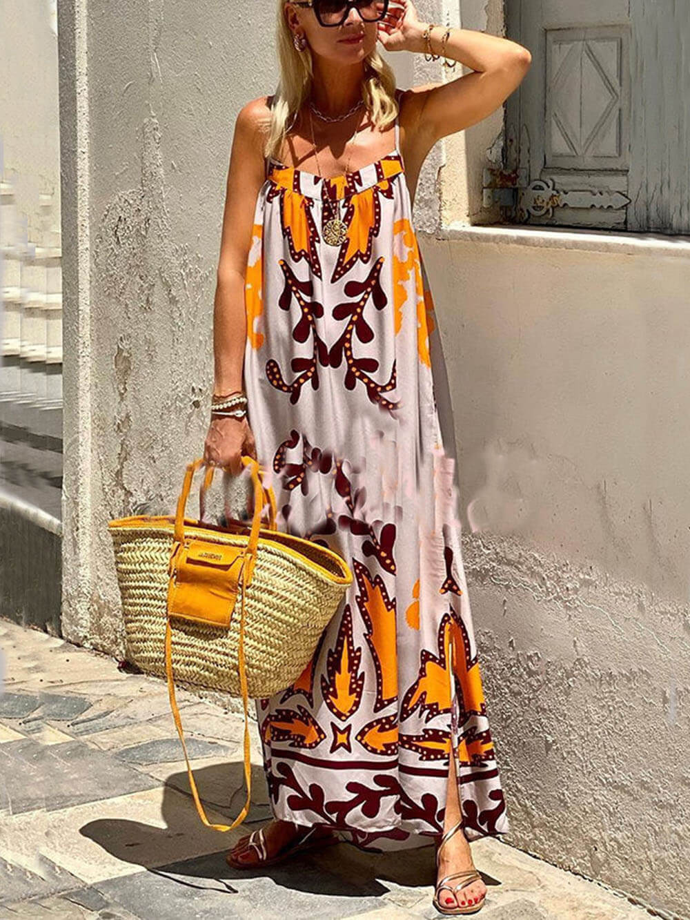 Charlie - Bedrucktes ärmelloses Maxikleid