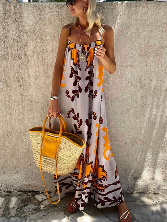 Charlie - Bedrucktes ärmelloses Maxikleid