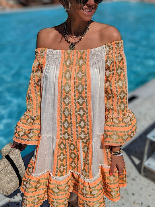 Joyce - Schulterfreies Boho-Minikleid