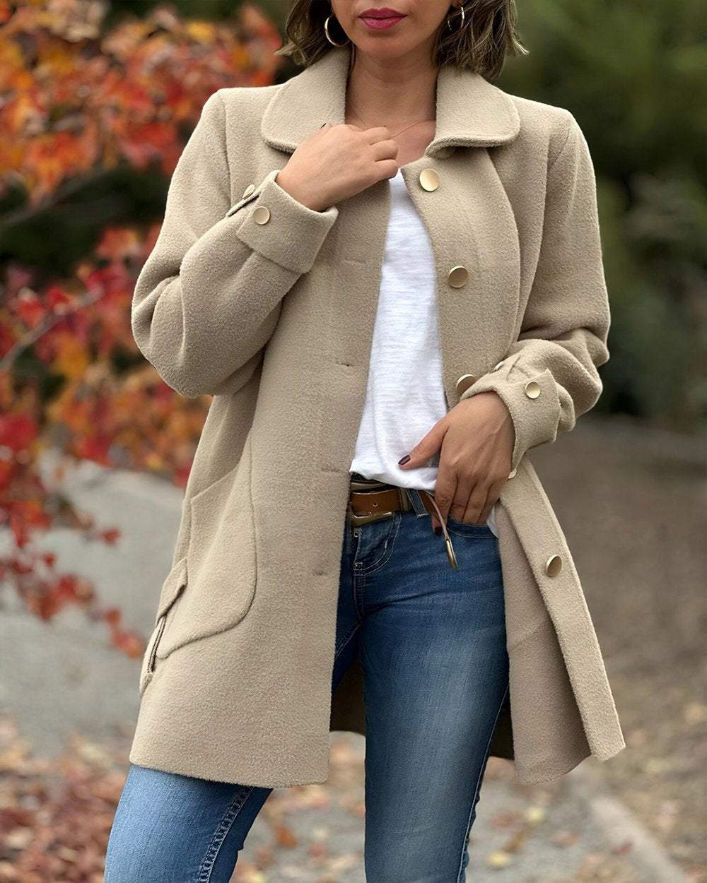 Brigitte – Damen Mantel mit seitlichem Knoten