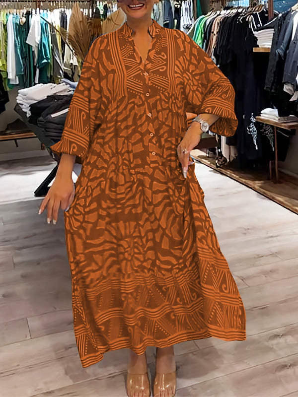 Elyanna™ Bedrucktes Kleid mit V-Ausschnitt