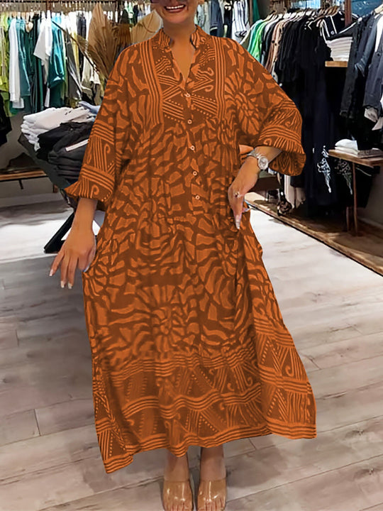 Elyanna™ Bedrucktes Kleid mit V-Ausschnitt