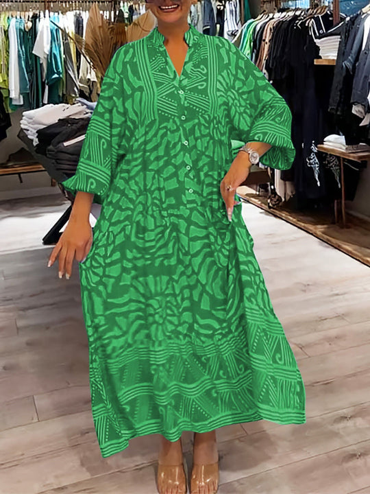 Elyanna™ Bedrucktes Kleid mit V-Ausschnitt