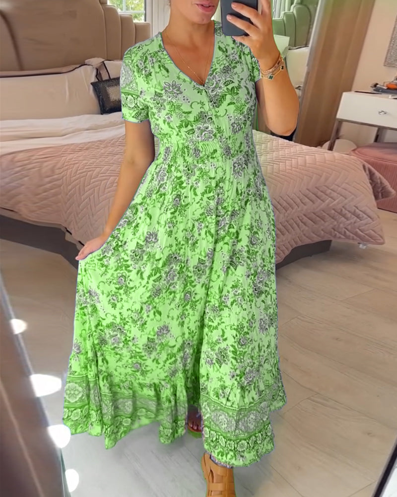 Wibia™ Kleid mit Blumendruck und V-Ausschnitt