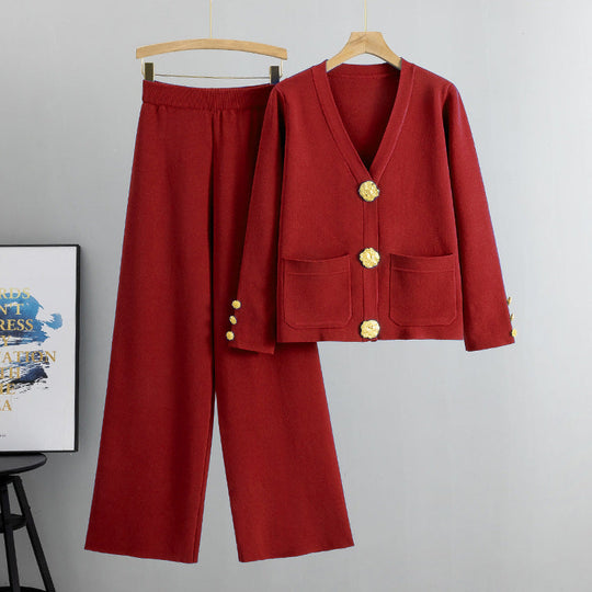 Karin - Elegantes Strick-Set aus Cardigan und Hose