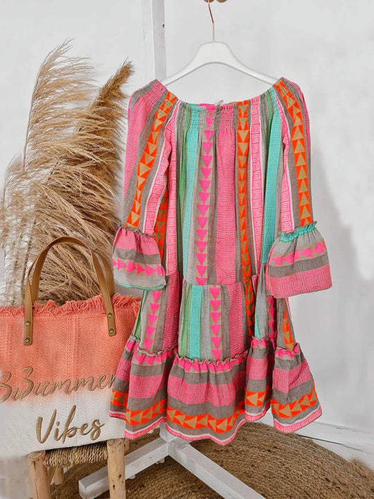 Joyce - Schulterfreies Boho-Minikleid