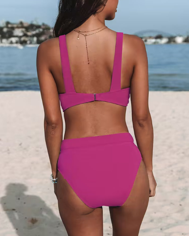 Hilary Badeanzug mit hoher Taille, einfarbig