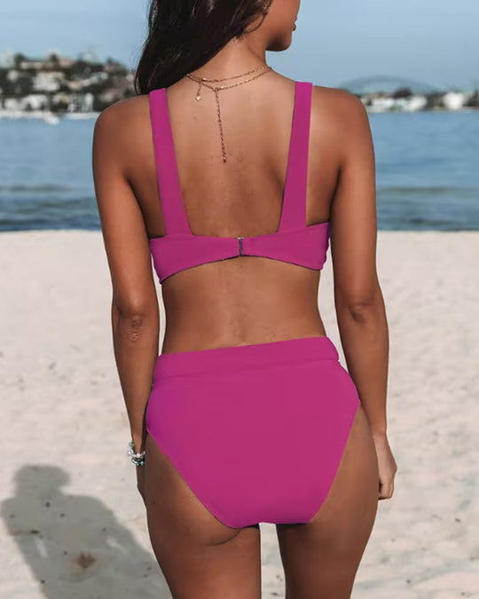 Hilary Badeanzug mit hoher Taille, einfarbig