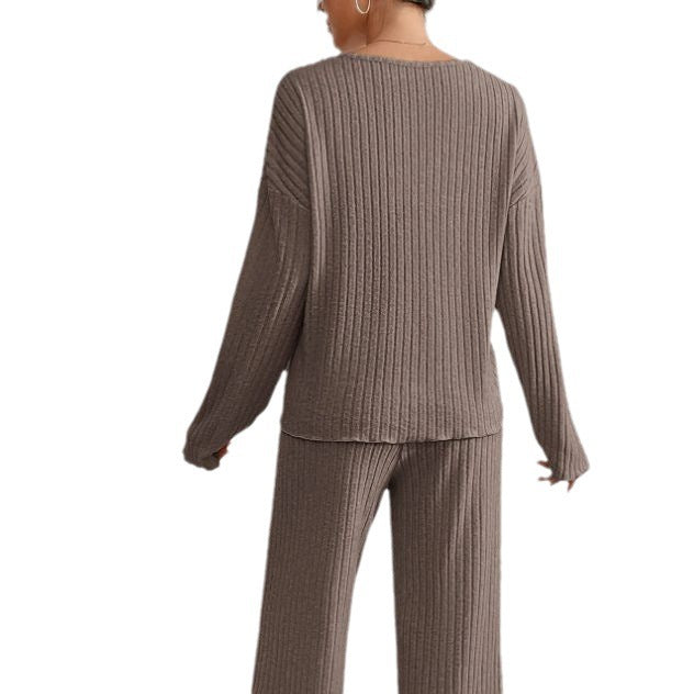 Cathy - Bequemes Zweiteiliges Set aus Rippstrick