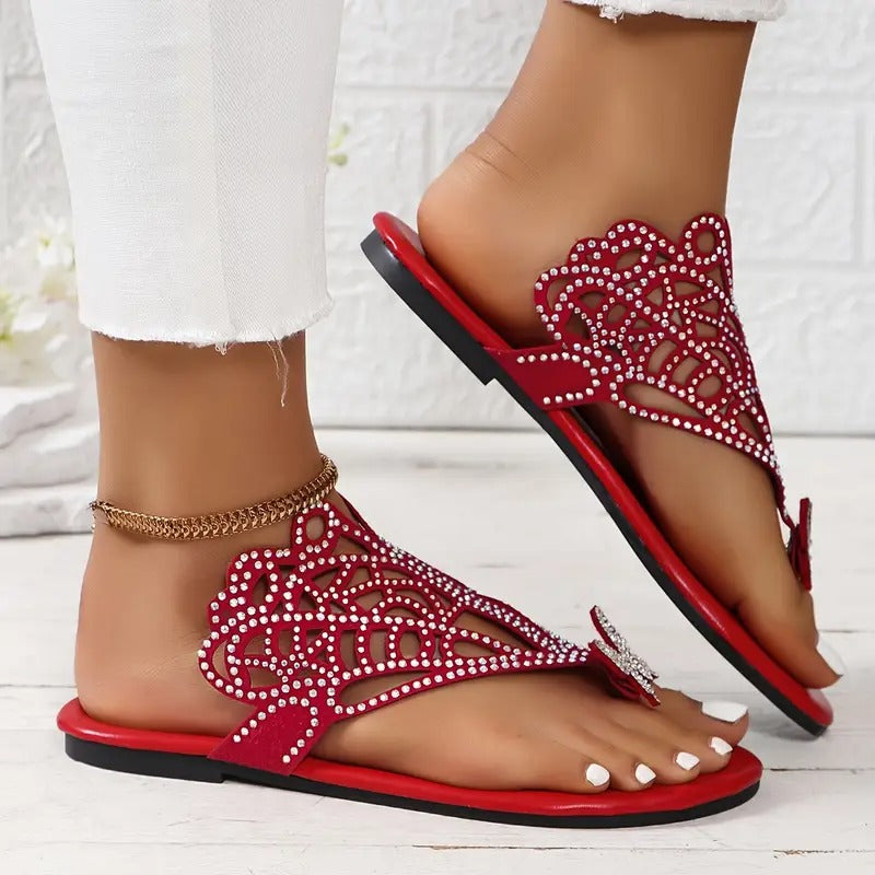 Rosalia™ Stylische Ledersandale mit Schmetterlingsbezug