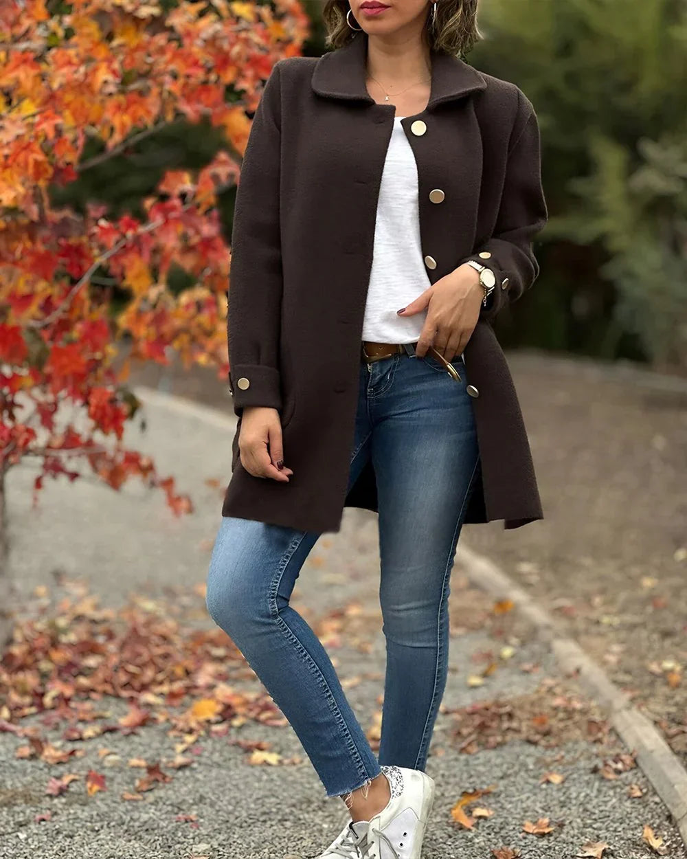 Brigitte – Damen Mantel mit seitlichem Knoten