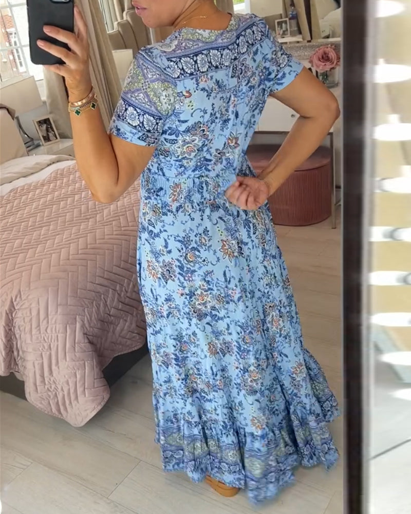 Wibia™ Kleid mit Blumendruck und V-Ausschnitt