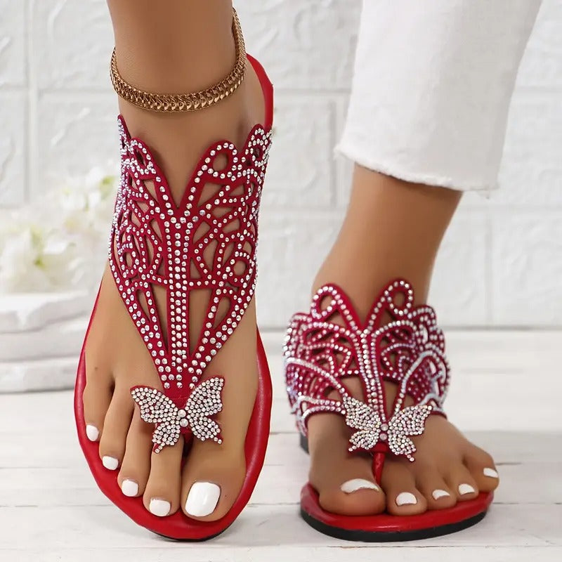Rosalia™ Stylische Ledersandale mit Schmetterlingsbezug