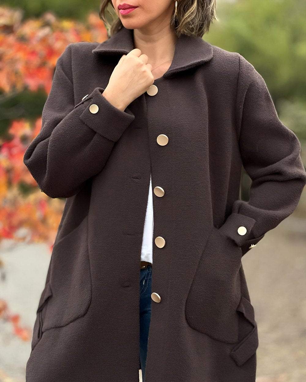 Brigitte – Damen Mantel mit seitlichem Knoten