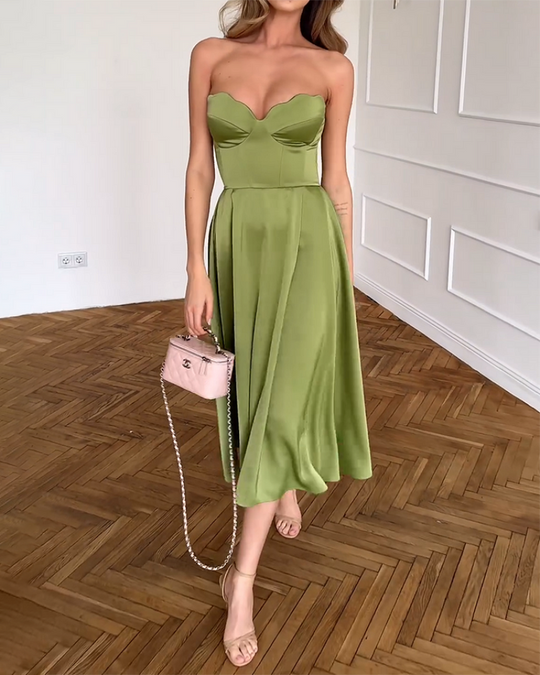 Bianca - Schickes trägerloses Midikleid