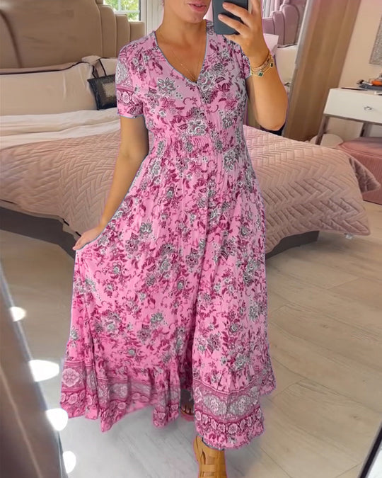 Wibia™ Kleid mit Blumendruck und V-Ausschnitt