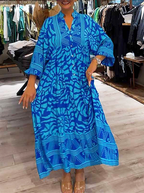 Elyanna™ Bedrucktes Kleid mit V-Ausschnitt