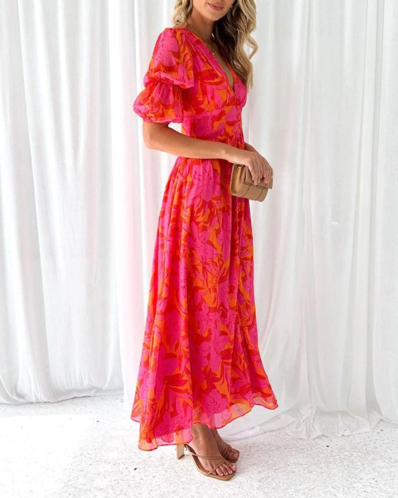 Derana™ Rot-Rosa Maxikleid
