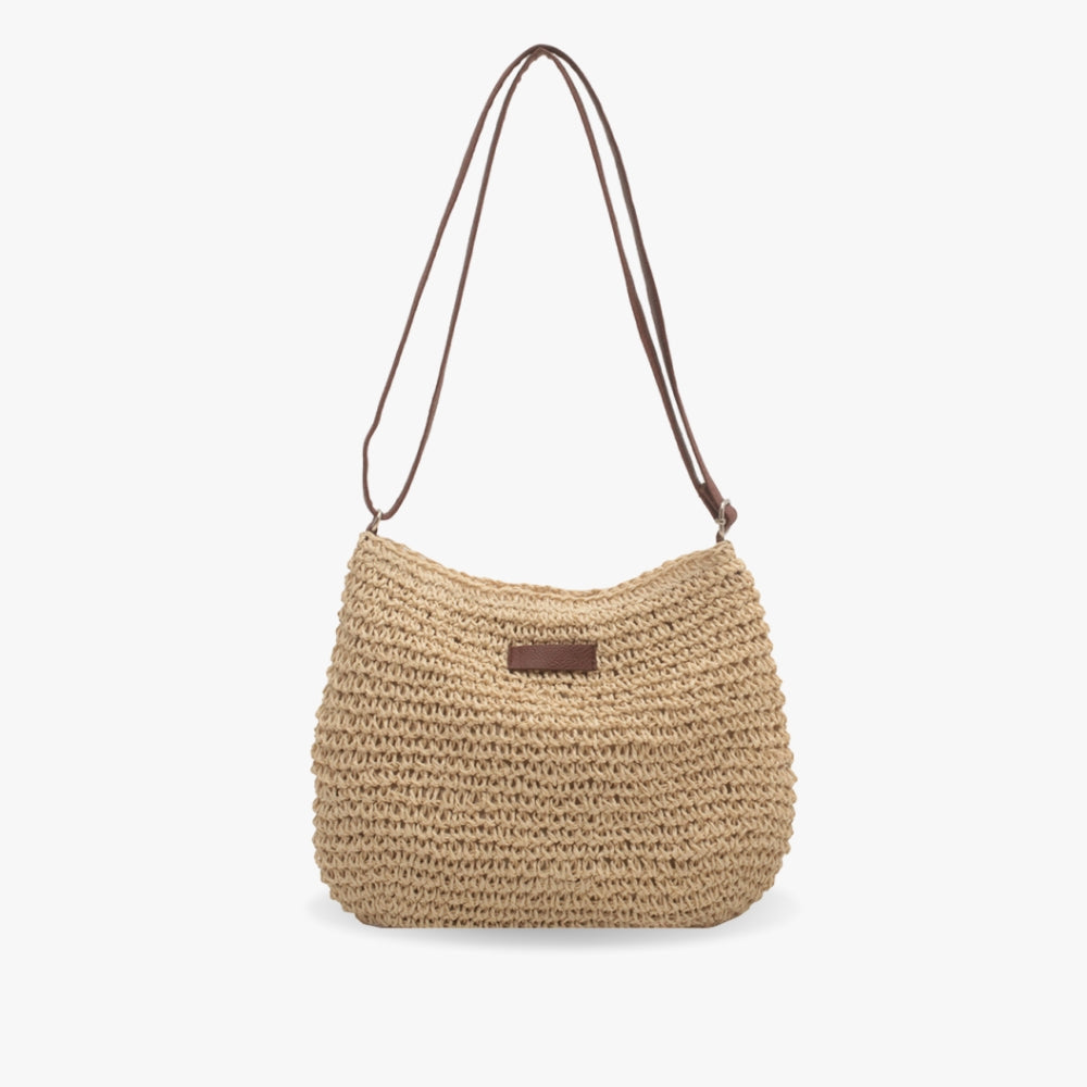 Lajah - Gewebte Schultertasche mit Reißverschluss für den Sommer, verstellbar und zeitlos