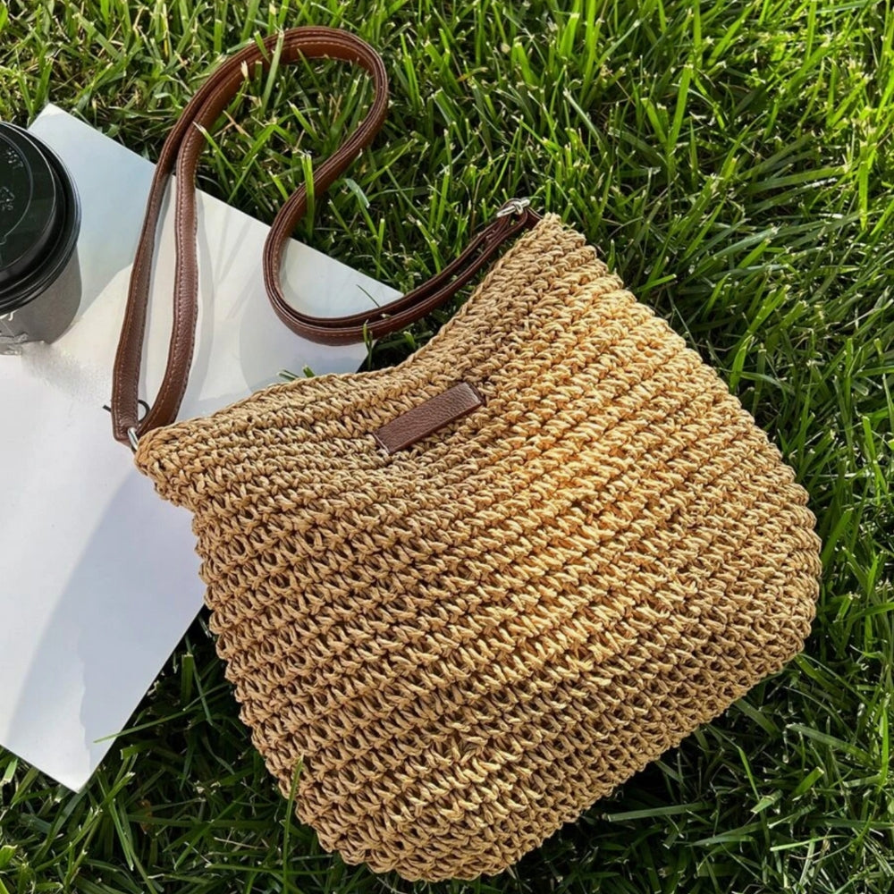 Lajah - Gewebte Schultertasche mit Reißverschluss für den Sommer, verstellbar und zeitlos