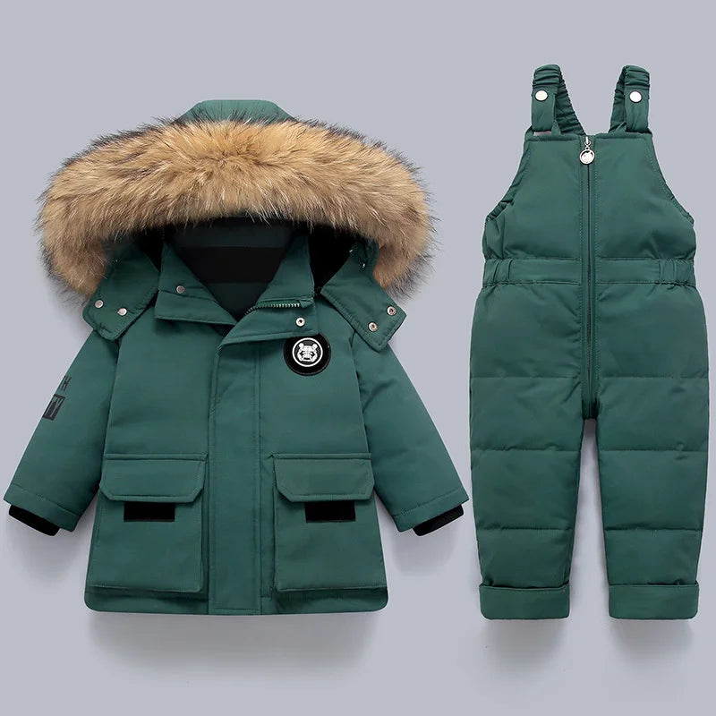 Little Polar Bear - Kinder Winterjacke und Overall Set