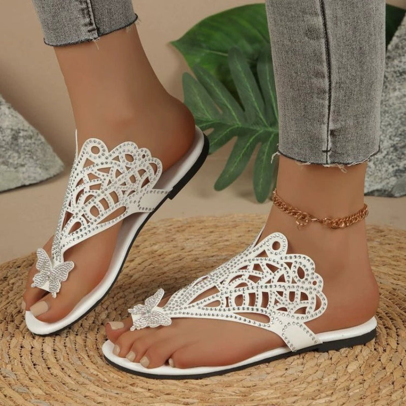 Rosalia™ Stylische Ledersandale mit Schmetterlingsbezug