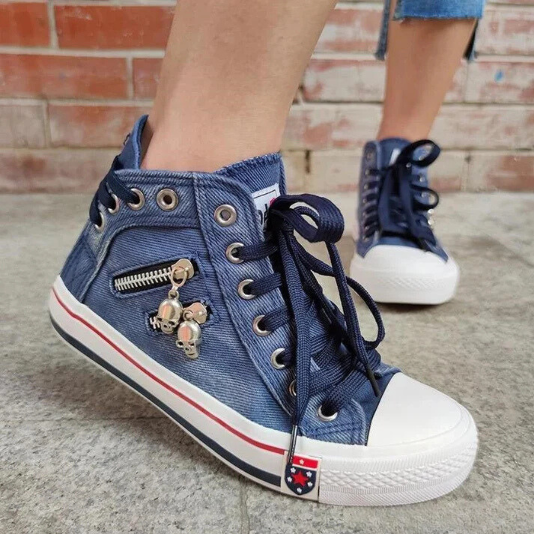 Kelsay - Schicke und Bequeme Hochgeschnittene Denim-Leinenschuhe