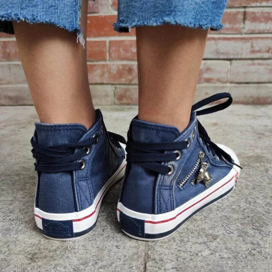 Kelsay - Schicke und Bequeme Hochgeschnittene Denim-Leinenschuhe
