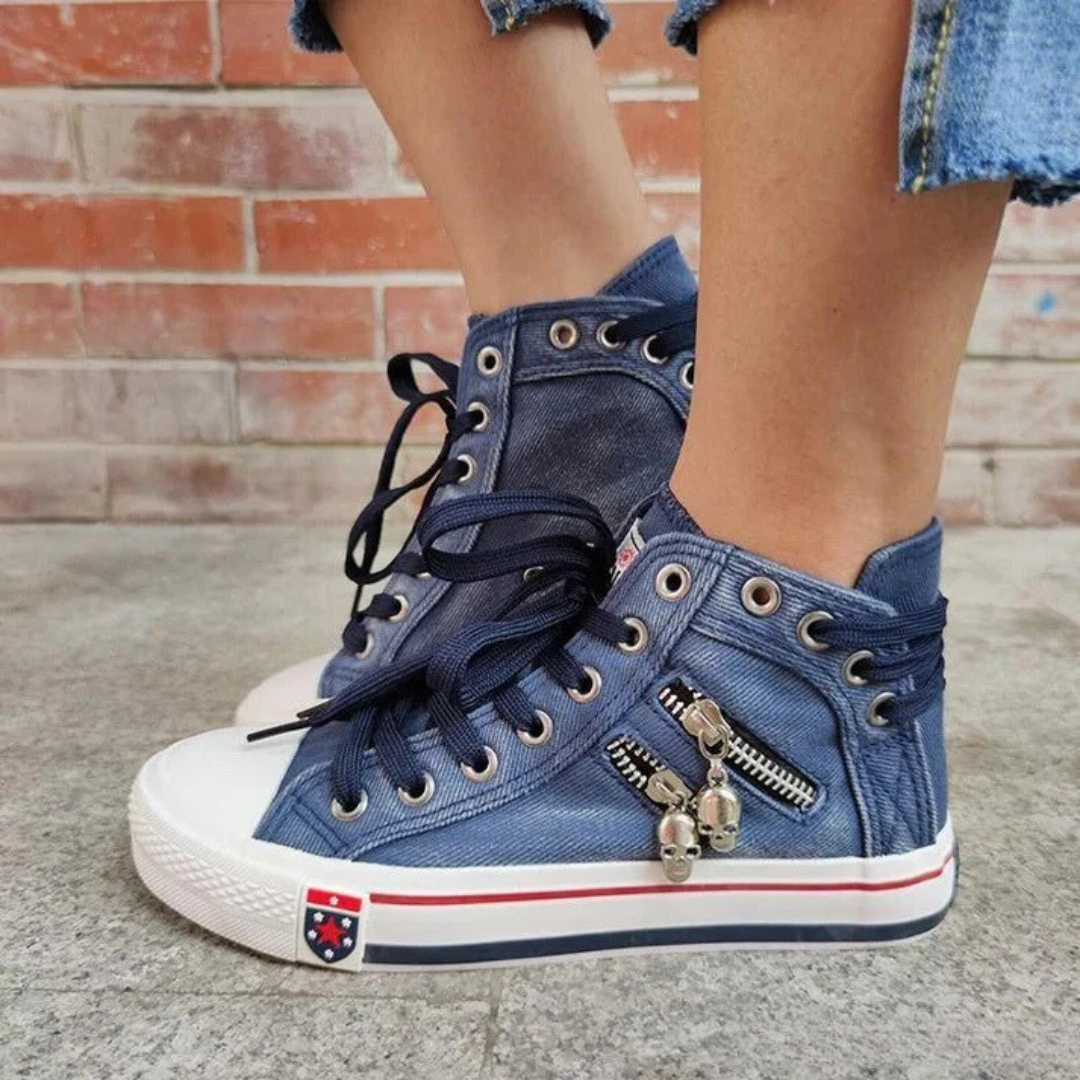 Kelsay - Schicke und Bequeme Hochgeschnittene Denim-Leinenschuhe