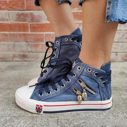 Kelsay - Schicke und Bequeme Hochgeschnittene Denim-Leinenschuhe