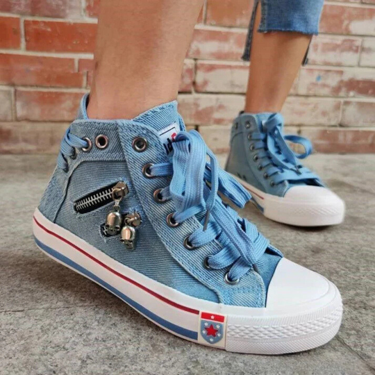 Kelsay - Schicke und Bequeme Hochgeschnittene Denim-Leinenschuhe