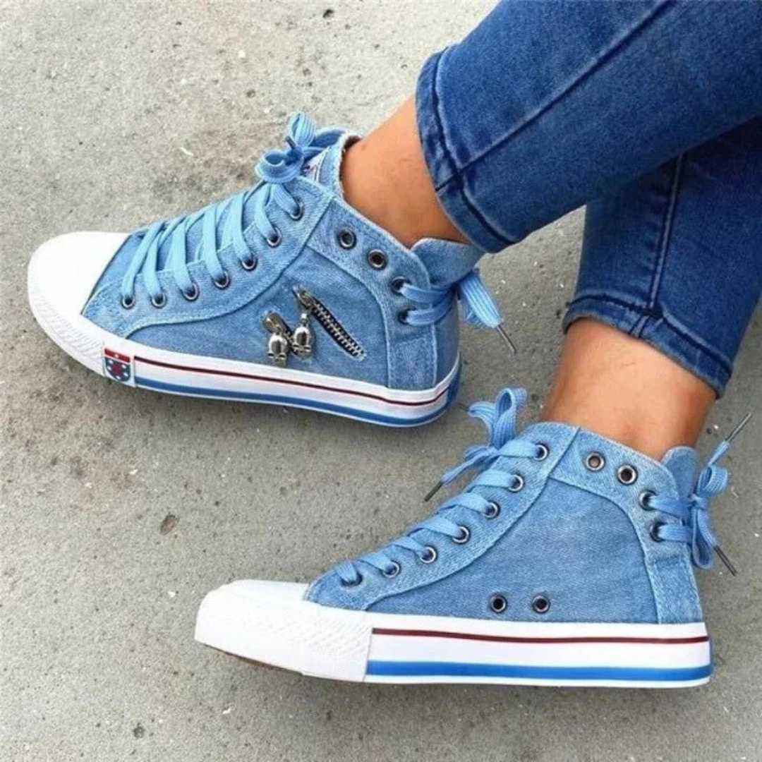 Kelsay - Schicke und Bequeme Hochgeschnittene Denim-Leinenschuhe