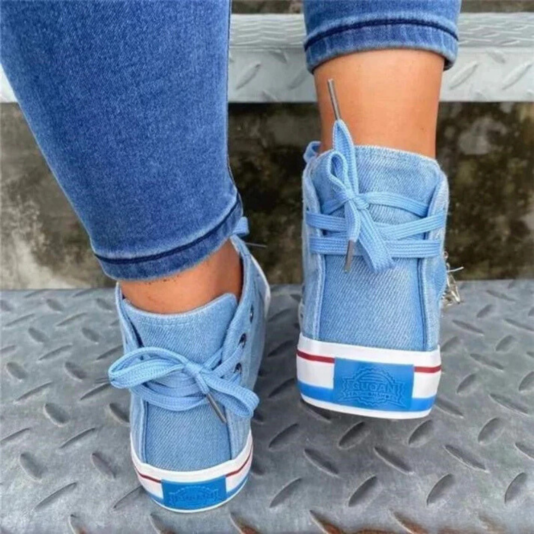 Kelsay - Schicke und Bequeme Hochgeschnittene Denim-Leinenschuhe