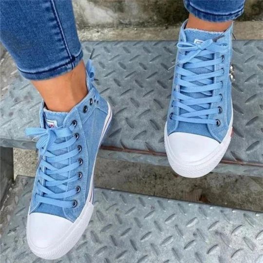 Kelsay - Schicke und Bequeme Hochgeschnittene Denim-Leinenschuhe