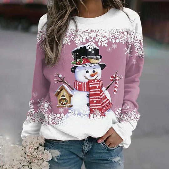 Elise - Schneemann Weihnachts-Print Sweatshirt