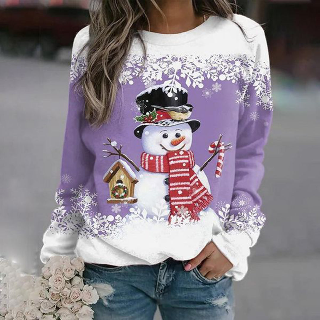 Elise - Schneemann Weihnachts-Print Sweatshirt