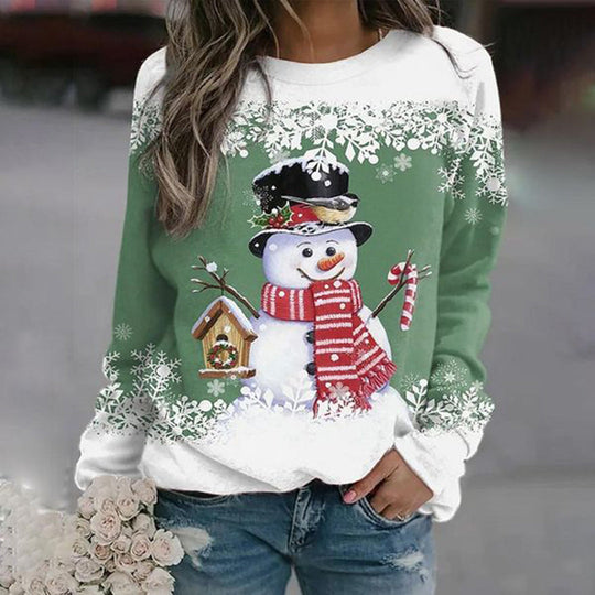 Elise - Schneemann Weihnachts-Print Sweatshirt