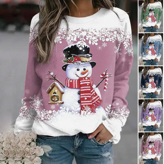 Elise - Schneemann Weihnachts-Print Sweatshirt