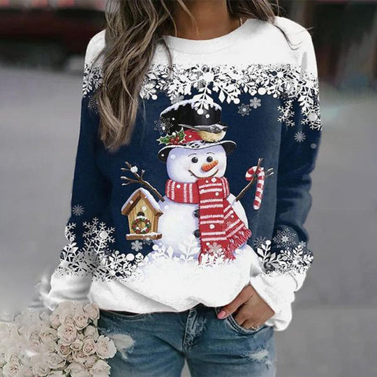 Elise - Schneemann Weihnachts-Print Sweatshirt