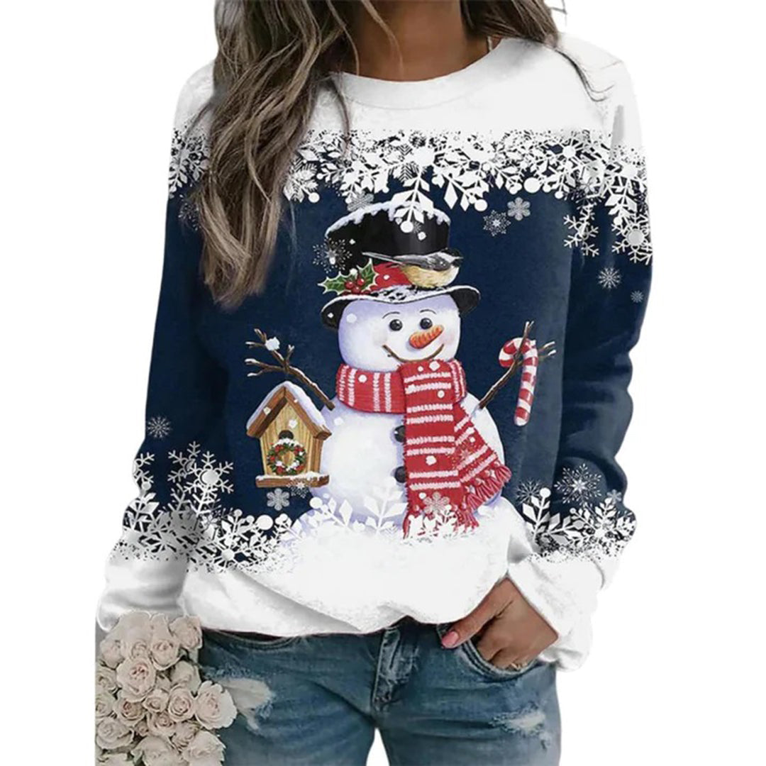 Elise - Schneemann Weihnachts-Print Sweatshirt