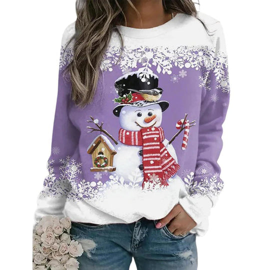 Elise - Schneemann Weihnachts-Print Sweatshirt