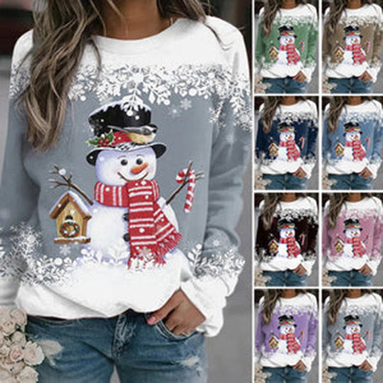 Elise - Schneemann Weihnachts-Print Sweatshirt