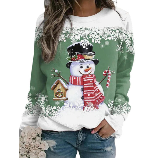 Elise - Schneemann Weihnachts-Print Sweatshirt