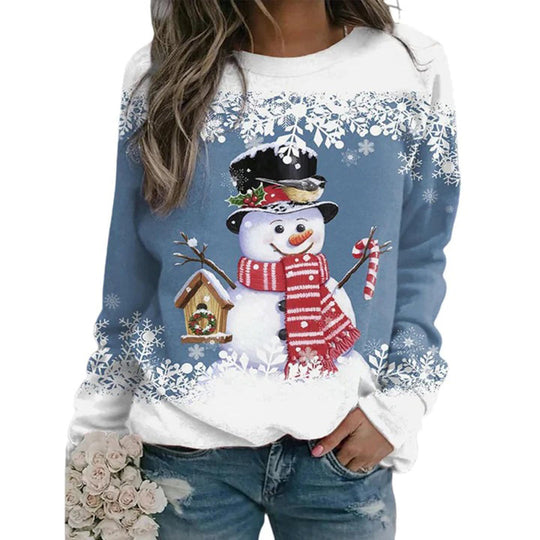 Elise - Schneemann Weihnachts-Print Sweatshirt
